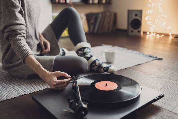 Use a vinyl record player to relax.